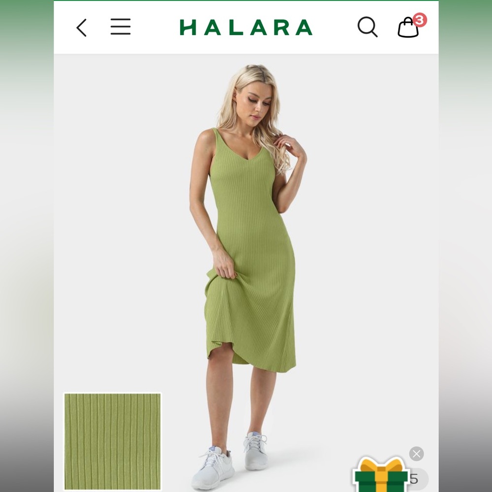 Halara Green Dress Midi Length